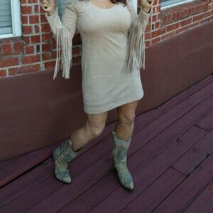 Long Sleeve Fringe Dress